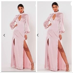 Rose Satin High Keyhole Dress